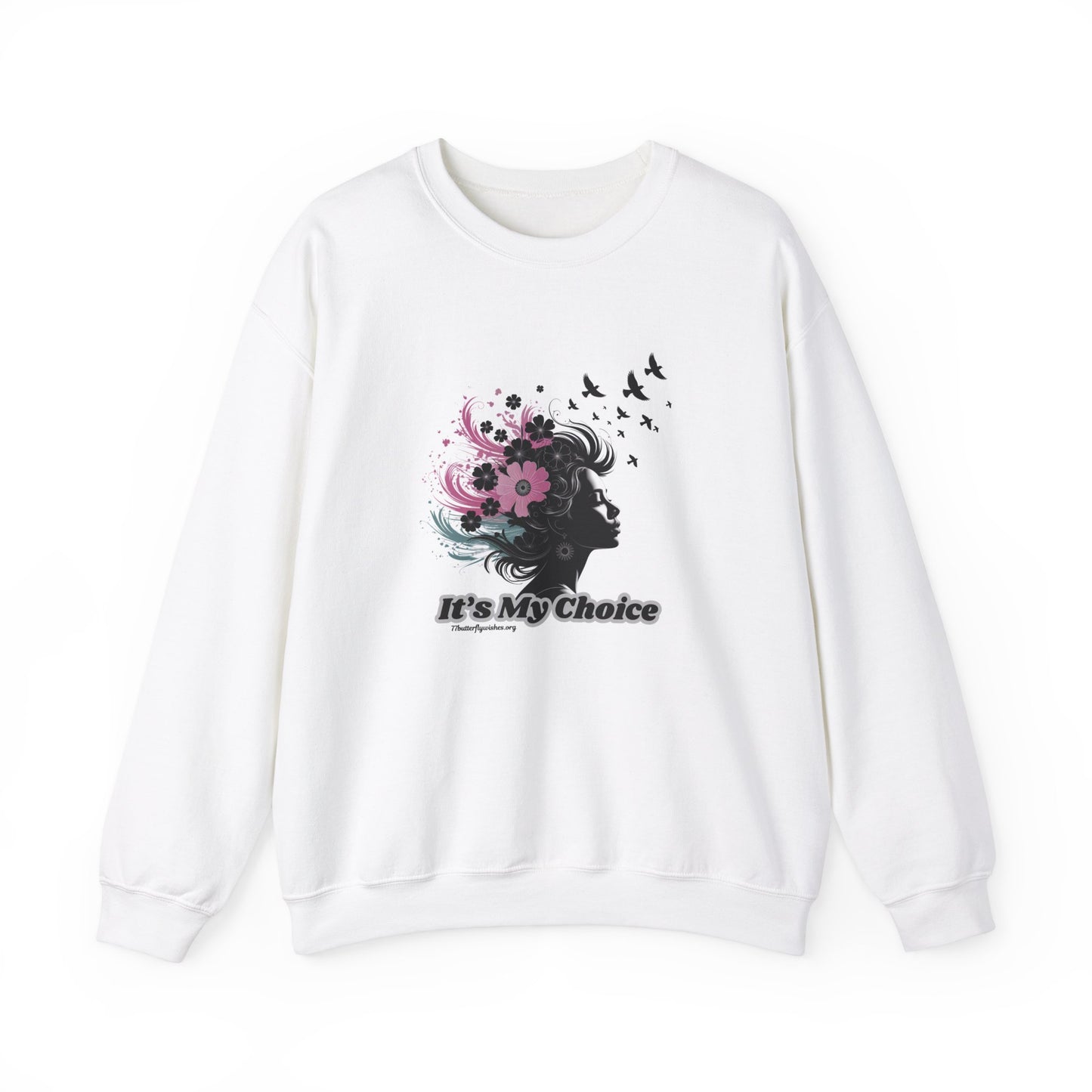 Floral Silhouette Crewneck Sweatshirt - "It's My Choice" - Unisex Heavy Blend