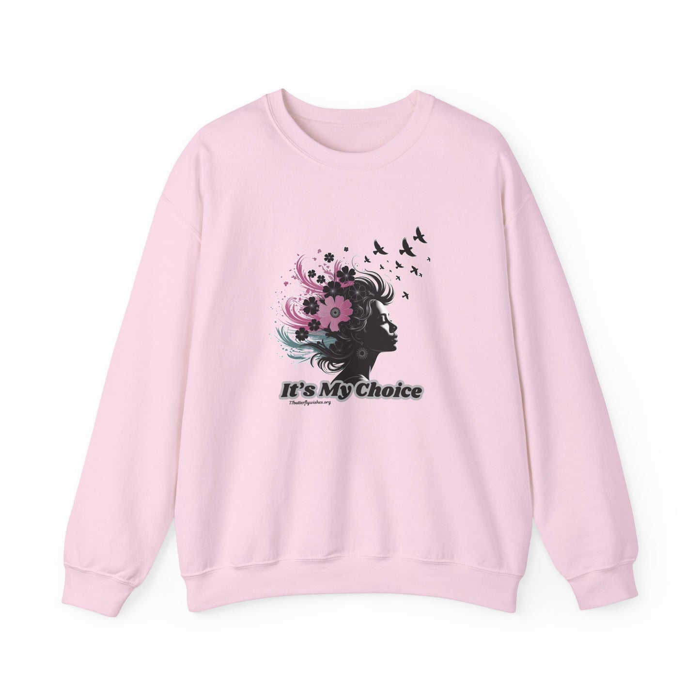 Floral Silhouette Crewneck Sweatshirt - "It's My Choice" - Unisex Heavy Blend