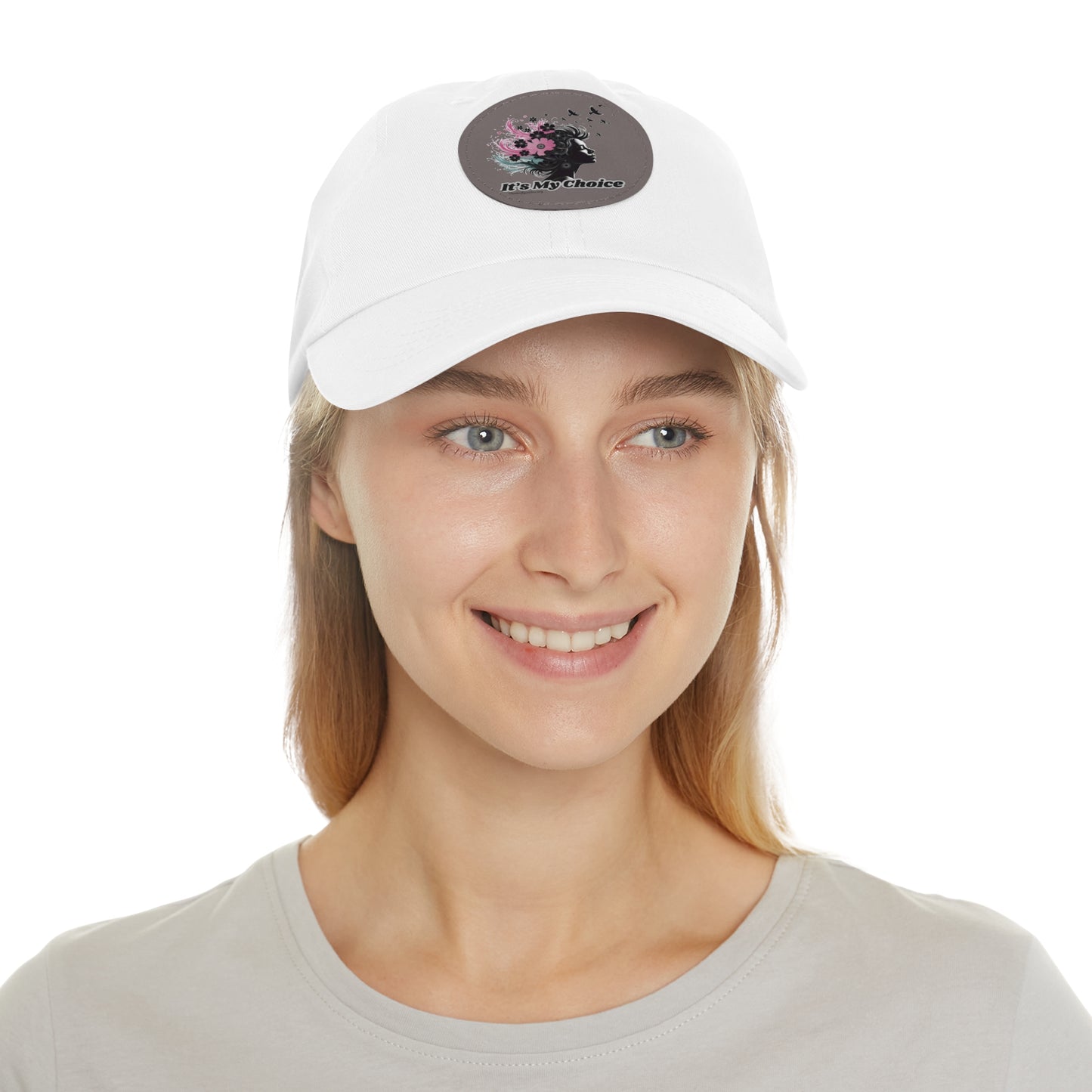 Floral Dad Hat with Leather Patch - "It's My Choice"