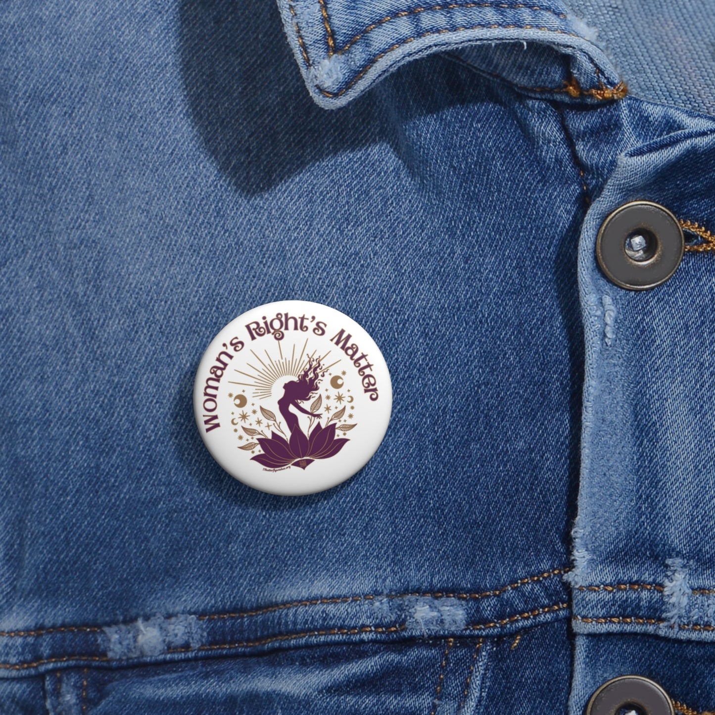 Woman's Right's Pin Buttons - Empowering Lotus Design