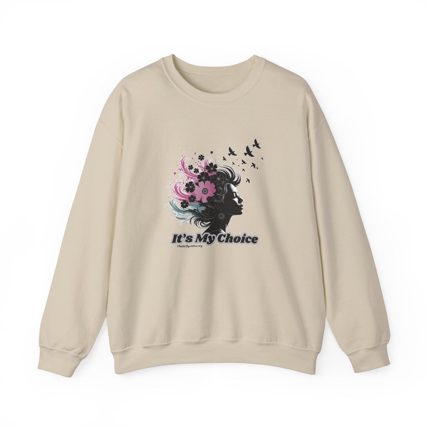 Floral Silhouette Crewneck Sweatshirt - "It's My Choice" - Unisex Heavy Blend
