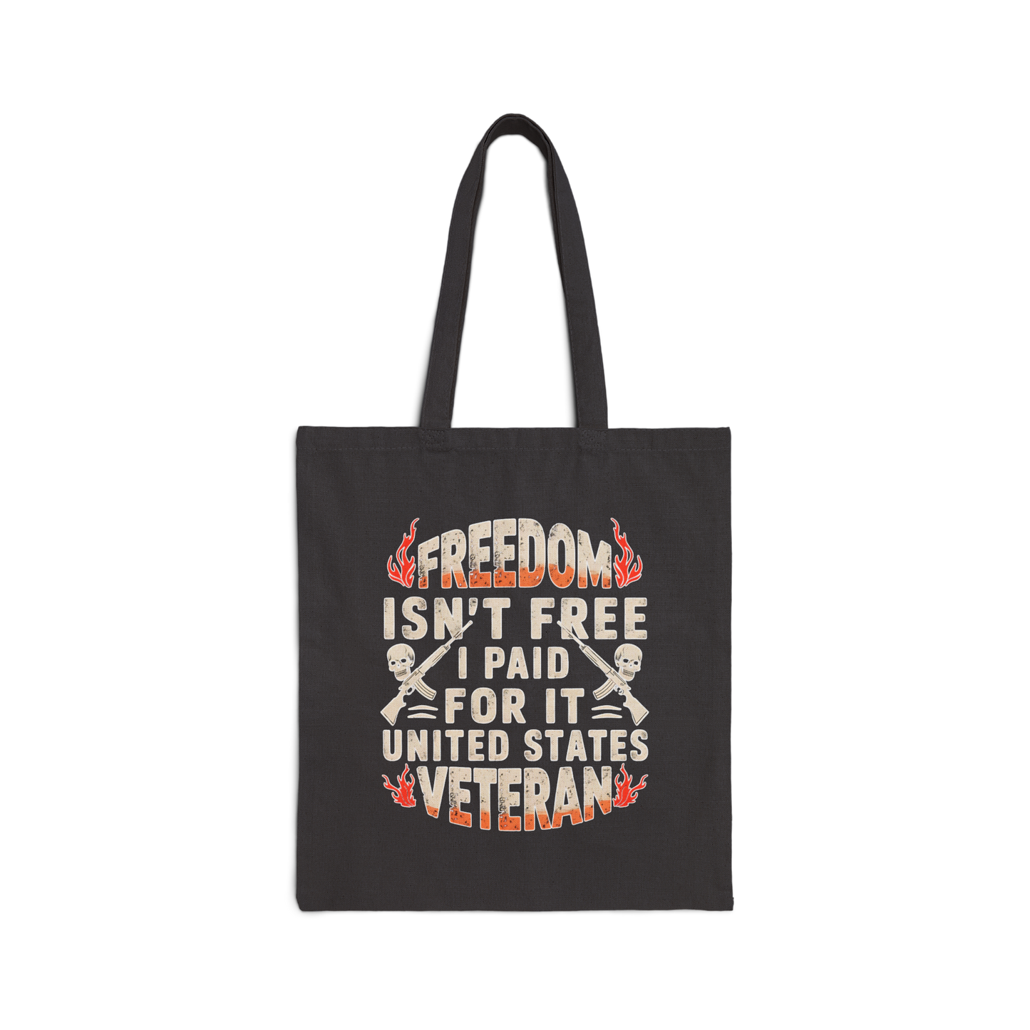 Veteran Tribute Cotton Canvas Tote Bag - Freedom Isn't Free Design
