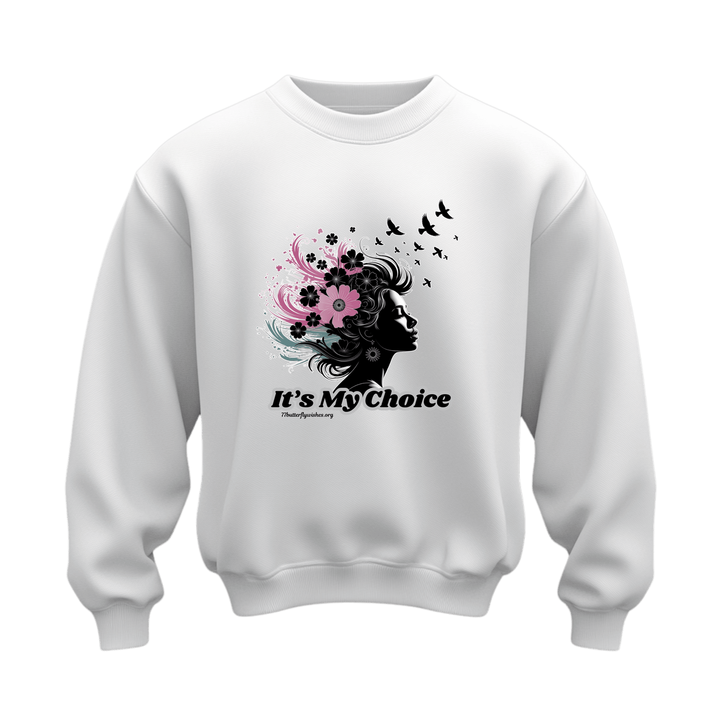 Floral Silhouette Crewneck Sweatshirt - "It's My Choice" - Unisex Heavy Blend