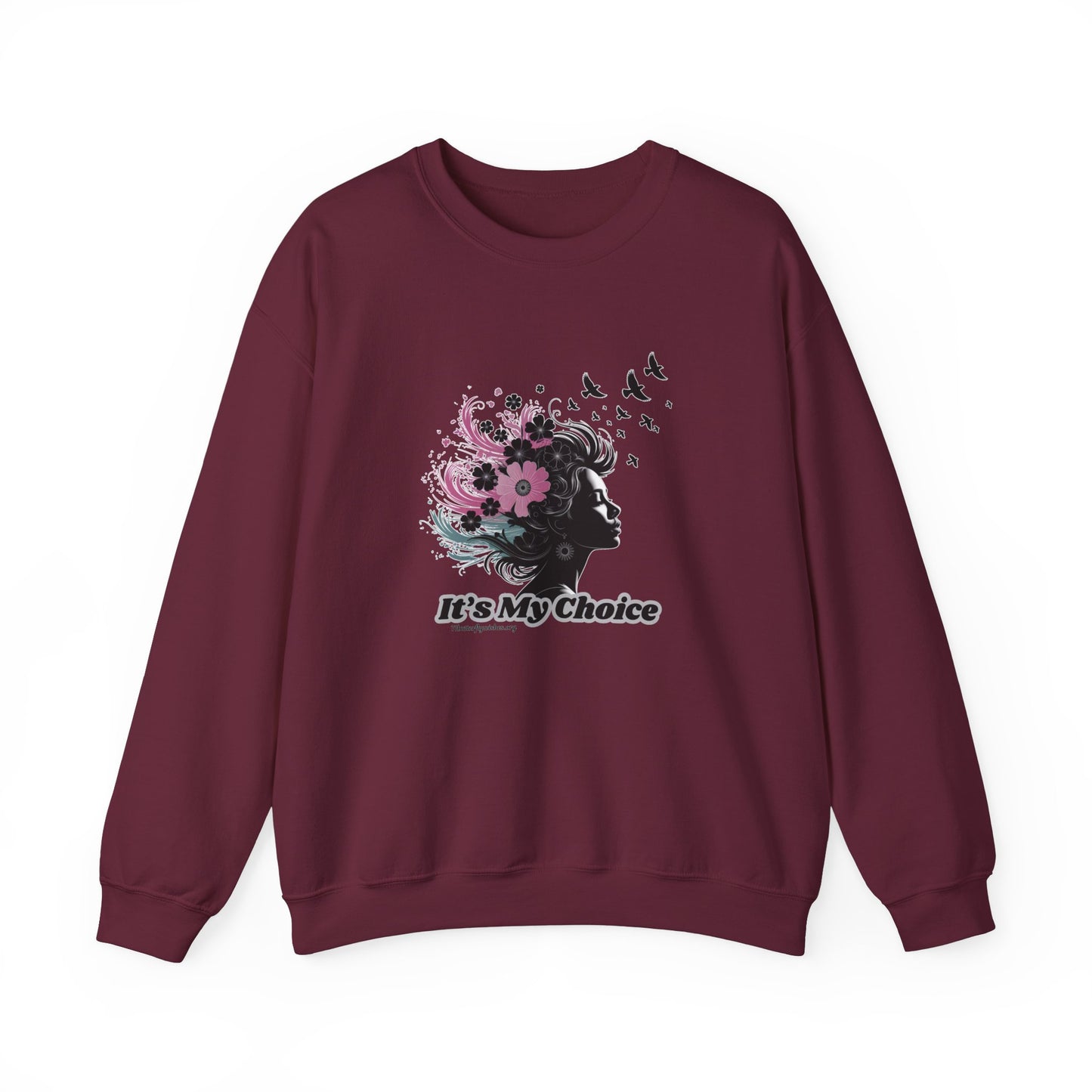 Floral Silhouette Crewneck Sweatshirt - "It's My Choice" - Unisex Heavy Blend