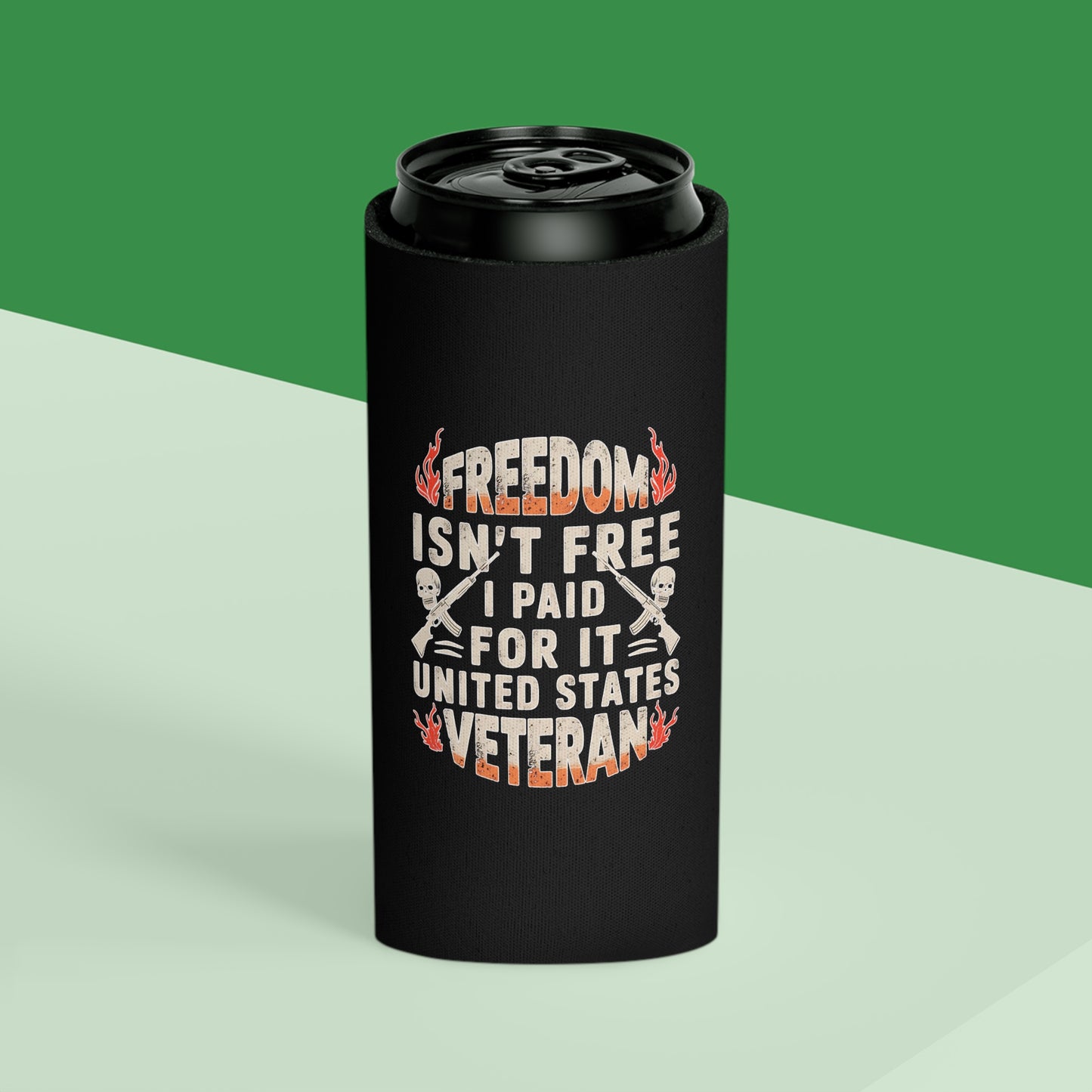 Freedom Isn't Free Can Cooler - U.S. Veteran Design, Perfect for Memorial Day and Veterans Day