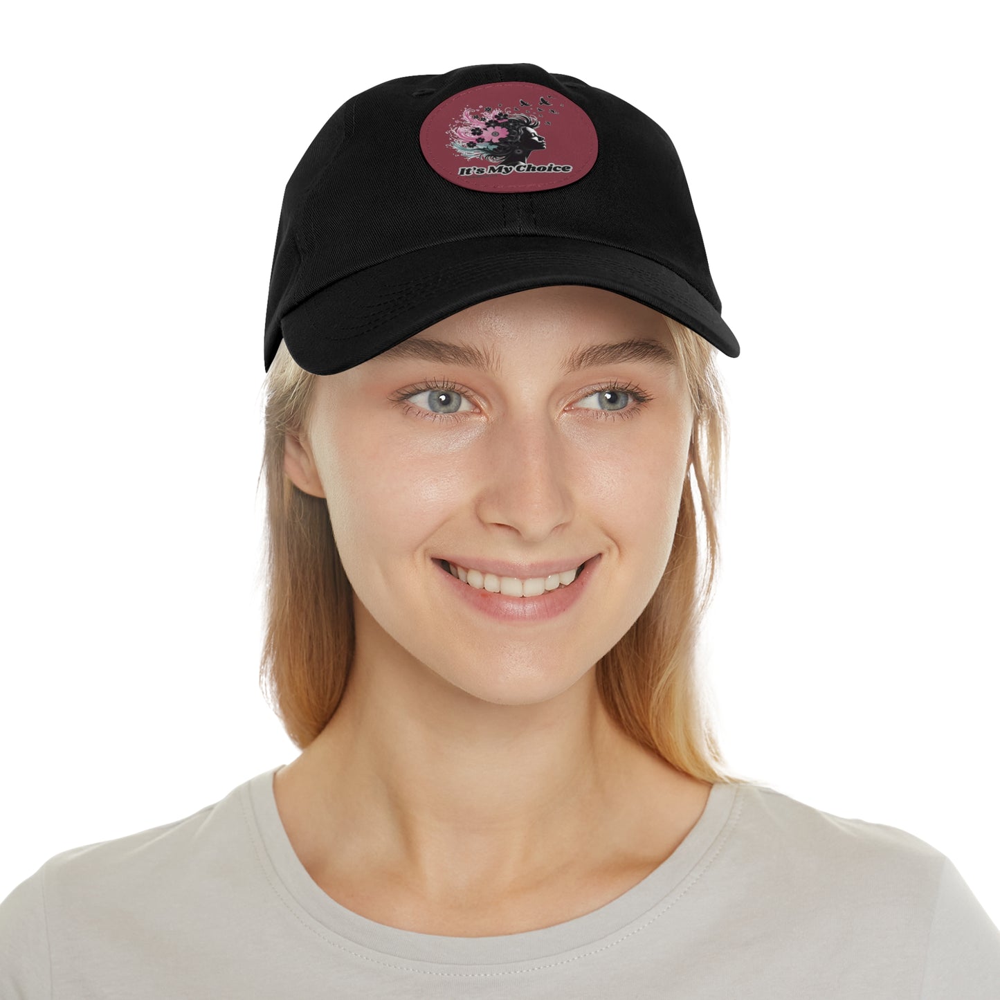 Floral Dad Hat with Leather Patch - "It's My Choice"
