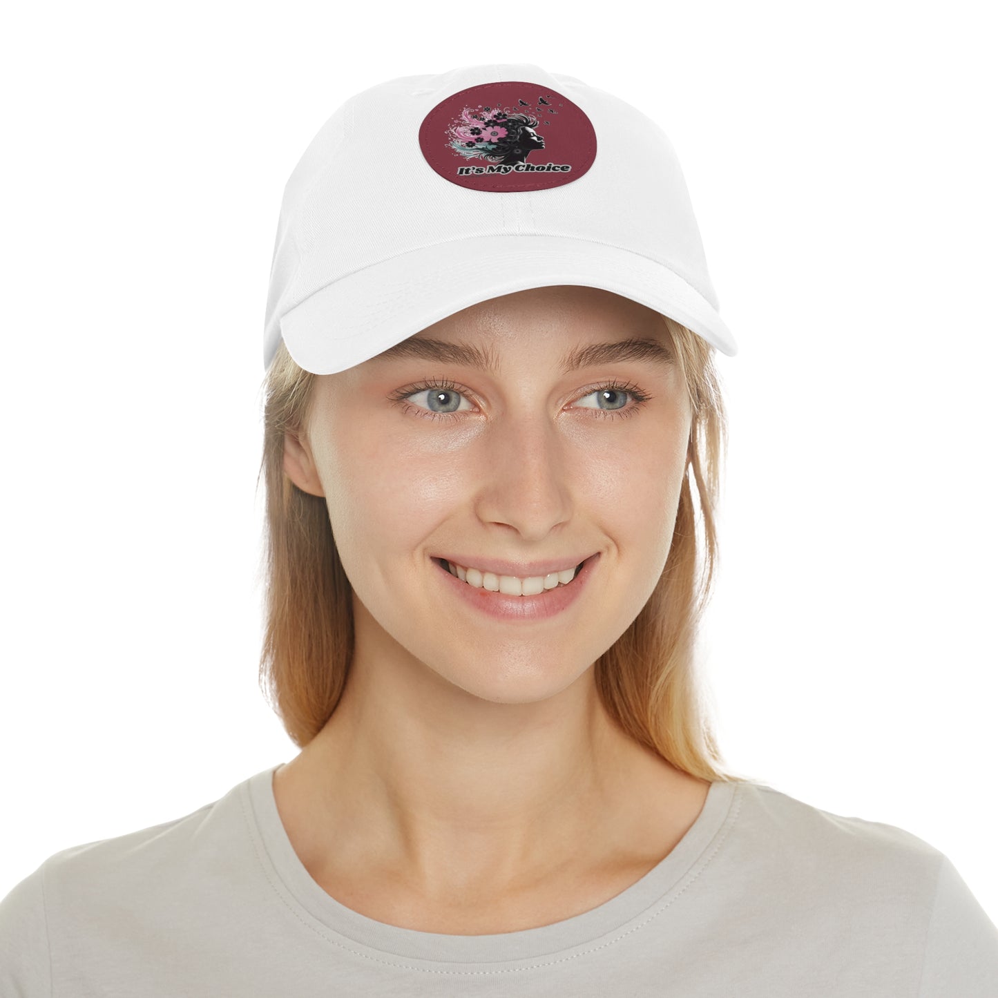 Floral Dad Hat with Leather Patch - "It's My Choice"
