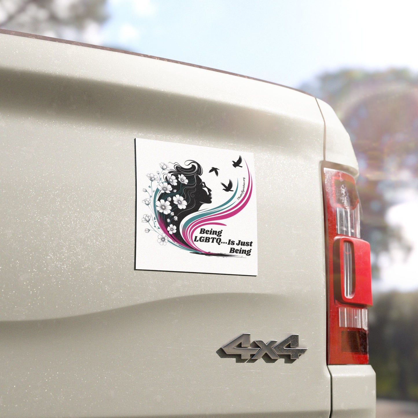 LGBTQ Pride Car Magnet - 'Being LGBTQ...Is Just Being' - Floral Design for All