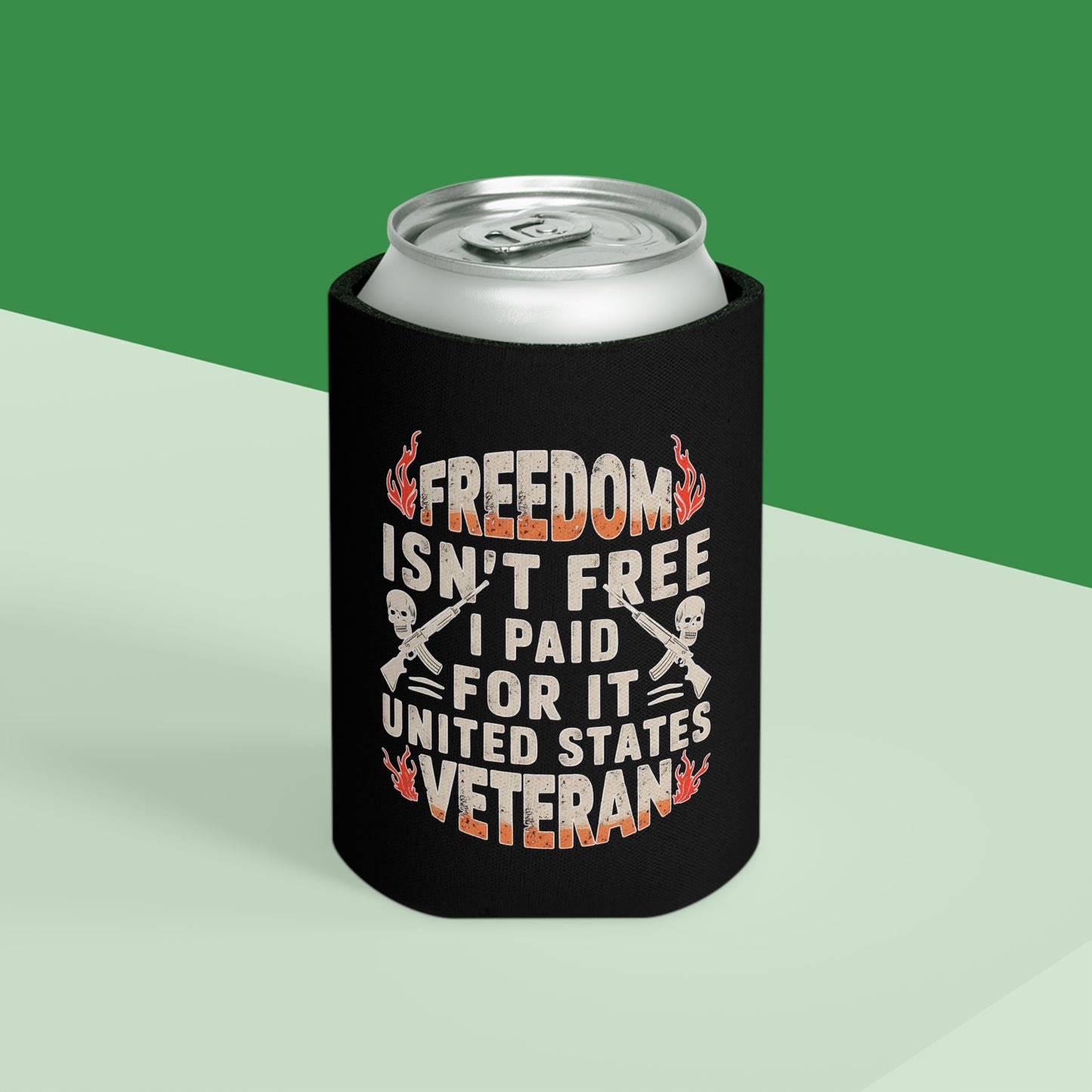 Freedom Isn't Free Can Cooler - U.S. Veteran Design, Perfect for Memorial Day and Veterans Day