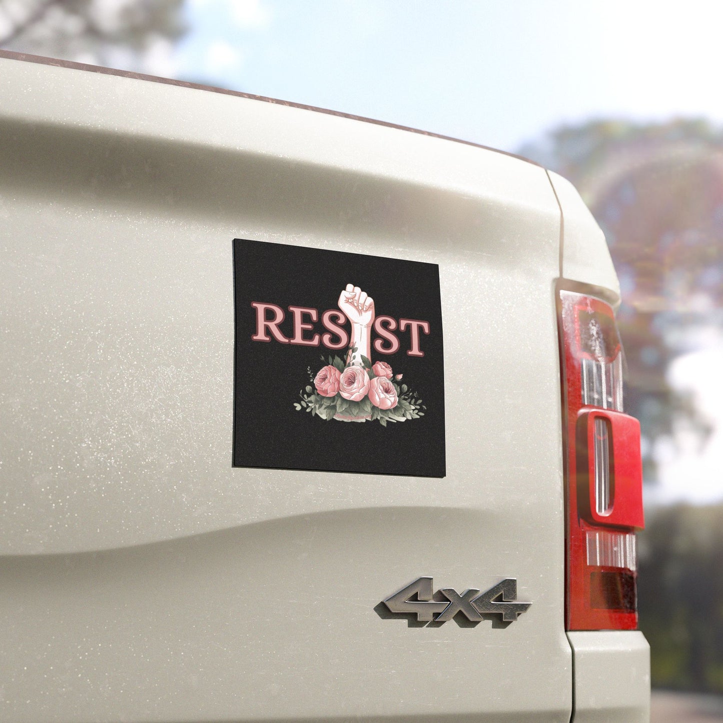 Empowering Resist Car Magnets with Floral Design