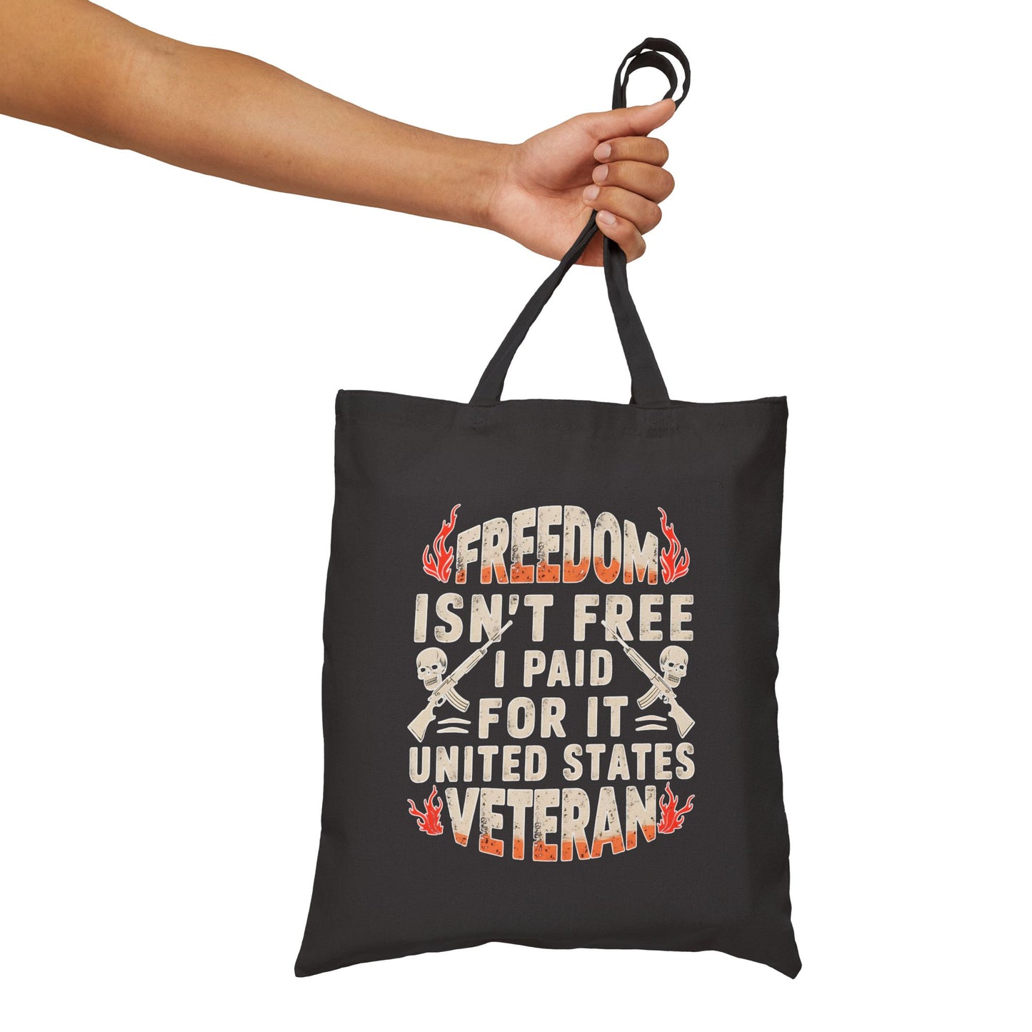 Veteran Tribute Cotton Canvas Tote Bag - Freedom Isn't Free Design