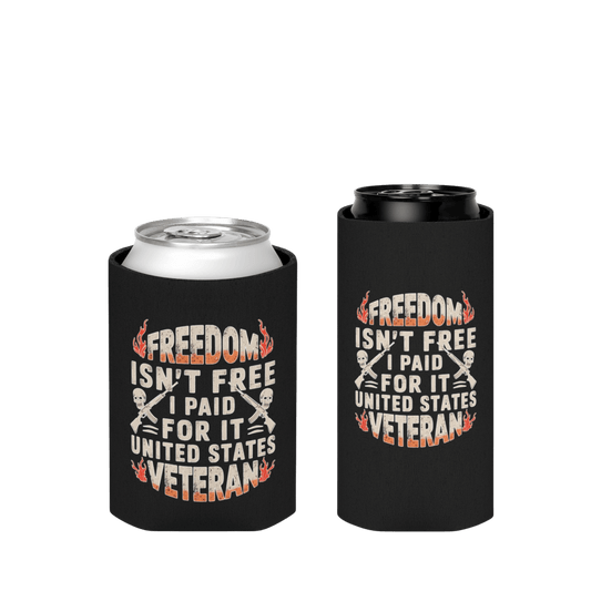 Freedom Isn't Free Can Cooler - U.S. Veteran Design, Perfect for Memorial Day and Veterans Day